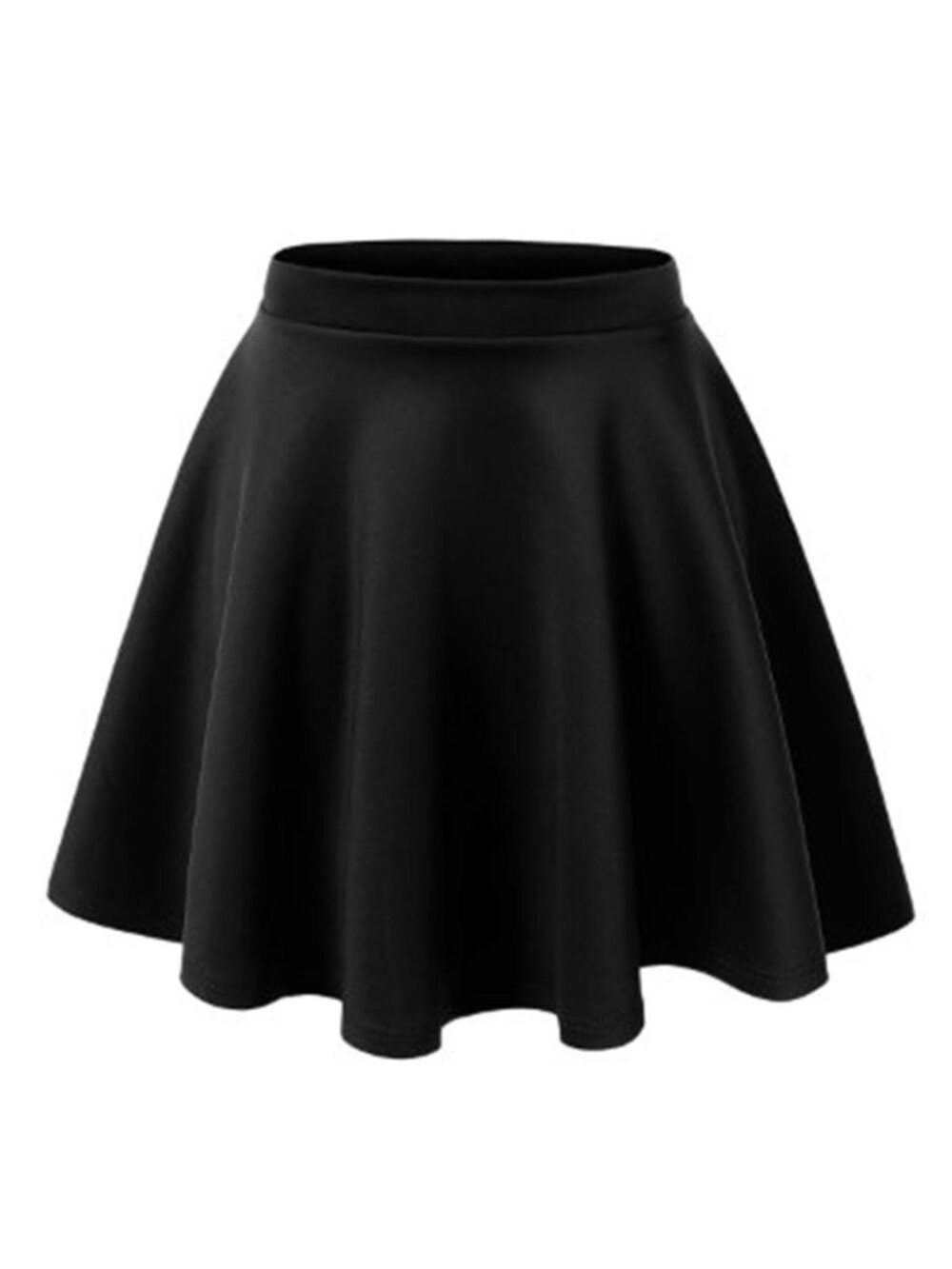 Womens High Waisted Mini Skater Skirt A Line Flared Stretch Elastic Waist Casual